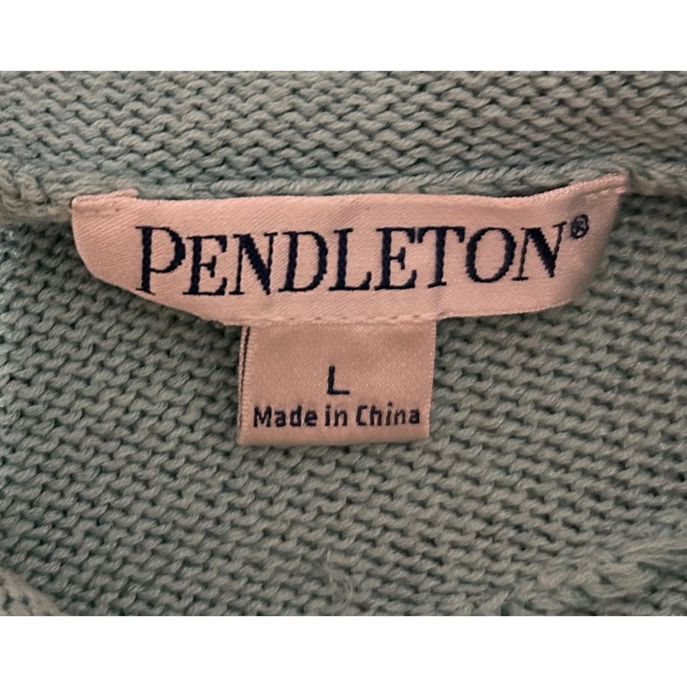 Pendleton Women's Large Blue Short Sleeve Sweater Lightweight Cotton Knit Top - Picture 4 of 5